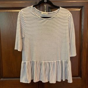 Ginger G Striped Peplum Top Sz L
